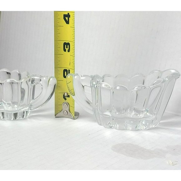 Vintage Heisey Clear Glass Petite Cristolite Ribbed Cream & Sugar Set - Picture 8 of 9